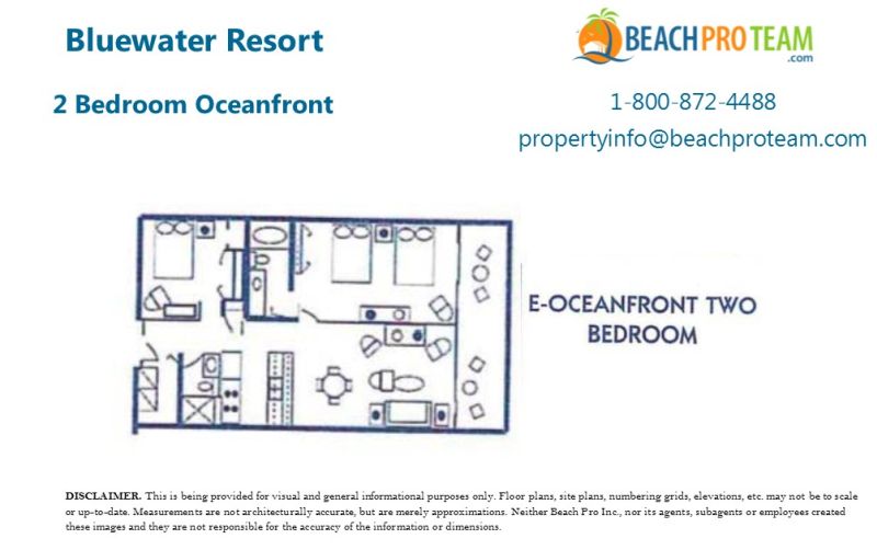 Bluewater Resort Floor Plan E - 2 Bedroom Oceanfront
